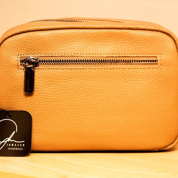 Khaki Pebble Leather Camera-style Crossbody Bag - Picture 2 of 4